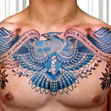 Best Bluebird Tattoo on Chest Tattoo