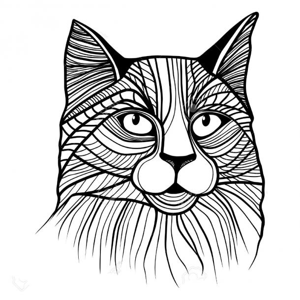 Line Cat Tattoo Design