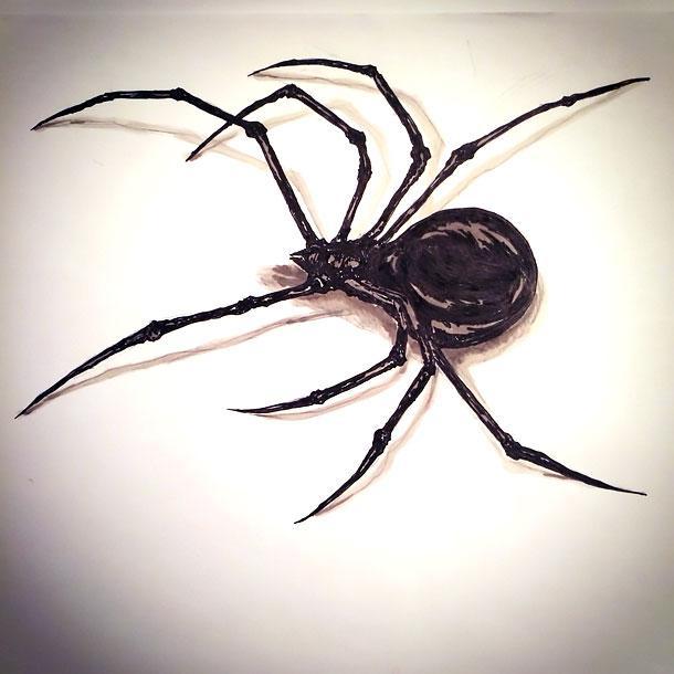 3D Black Spider Tattoo Design