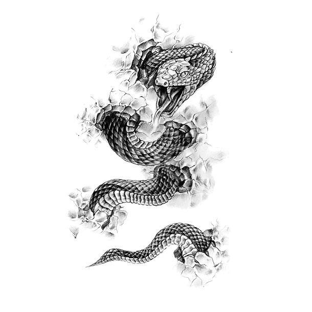 3D Rattle Snake Tattoo Design