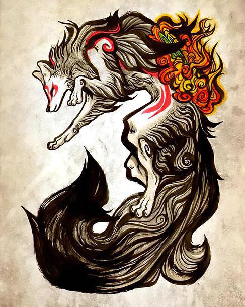 Amazing Beautiful Wolf Tattoo Design