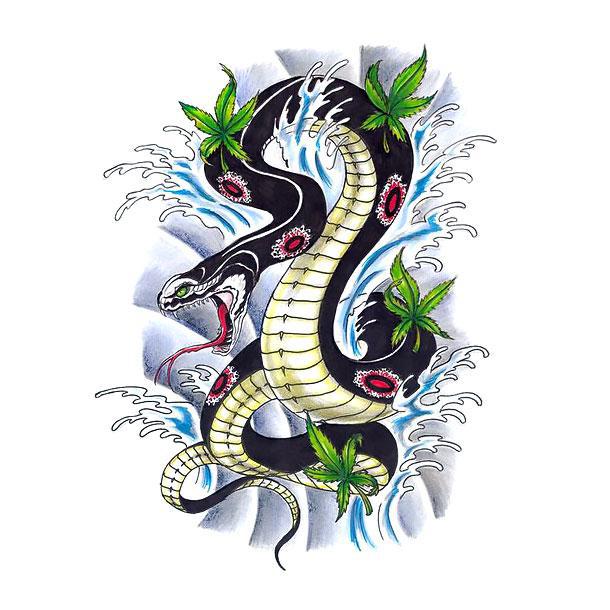Asian Snake Tattoo Design.