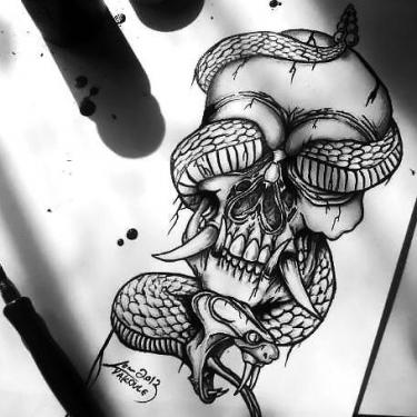 Awesome Snake Skull Tattoo