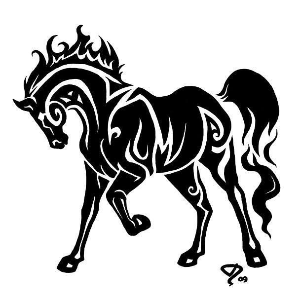 Awesome Tribal Horse Tattoo Design