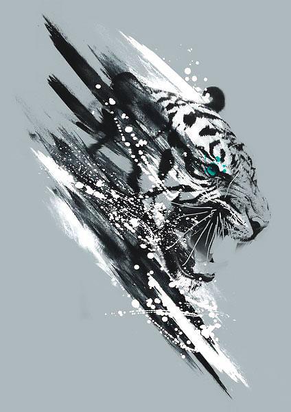 Awesome White Tiger Tattoo Design