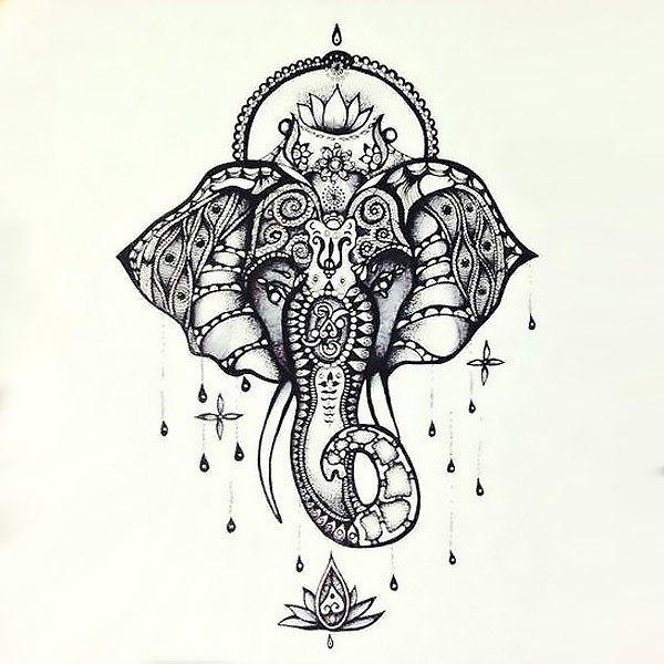 Beautiful Buddhist Elephant Tattoo Design
