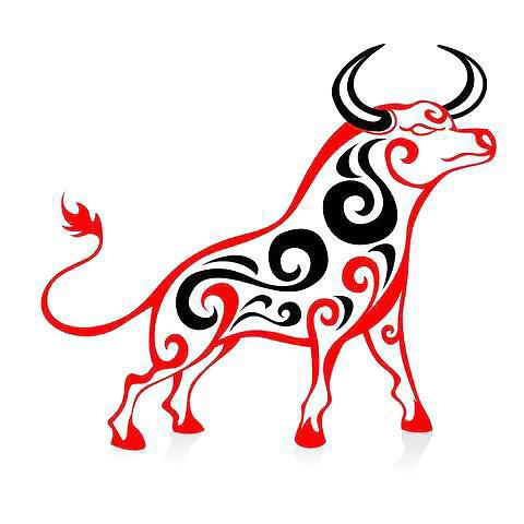 Black and Red Bull Tattoo Design