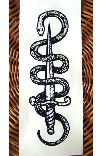 Black Snake and Dagger Tattoo Design