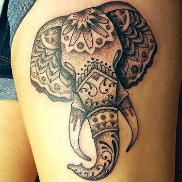 Asian Elephant Face Tattoo