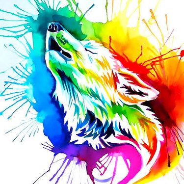 Colorfel Watercolor Wolf Tattoo
