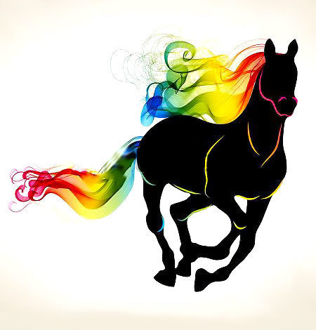 Colorful Horse Silhouette Tattoo Design