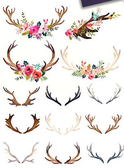 Cool Creative Deer Horn Tattoo Design