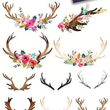 Cool Creative Deer Horn Tattoo