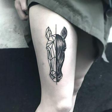 Awesome Halfgeometric Horse Tattoo
