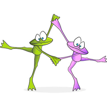 Dancing Cartoon Frogs Tattoo
