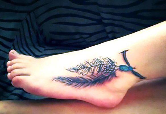 Best Feather on Foot Tattoo Idea