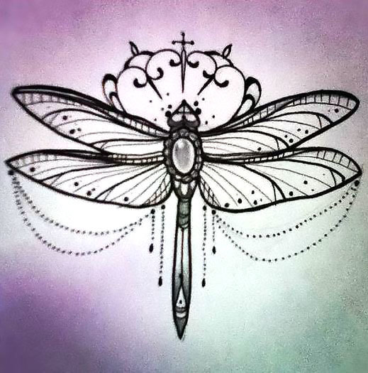 Girly Dragonfly Tattoo Design