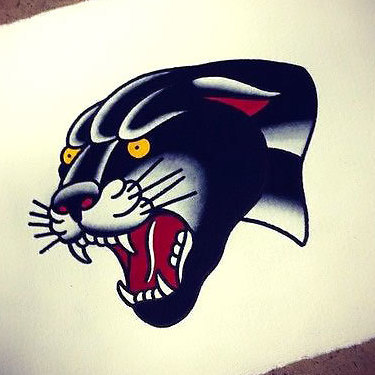 Traditional Panther Head Tattoo