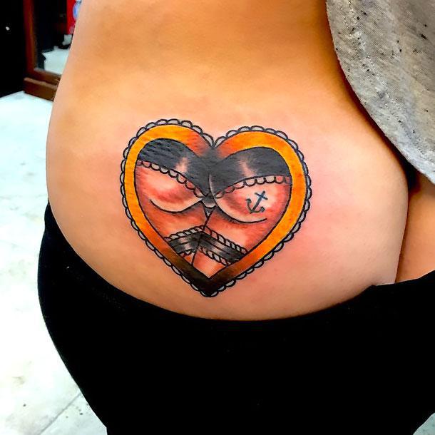 Best Heart on Butt Tattoo Idea