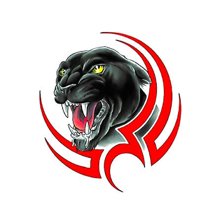 Tribal Panther Face Black and Red Tattoo Design