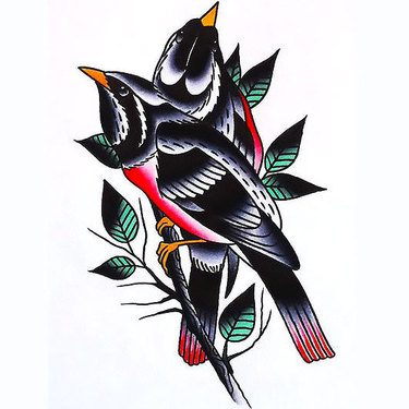 Blackbirds on Branch Tattoo
