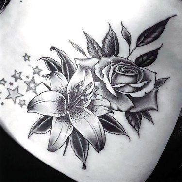 Black Lily and Rose Tattoo