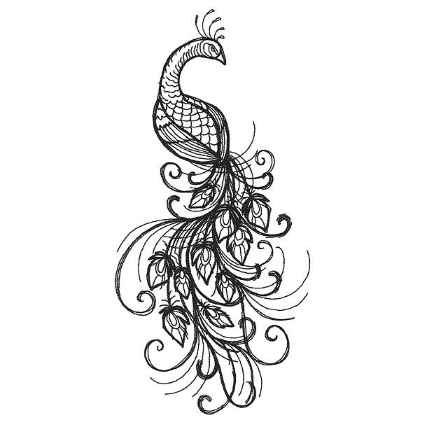 Black Peacock Tattoo Design