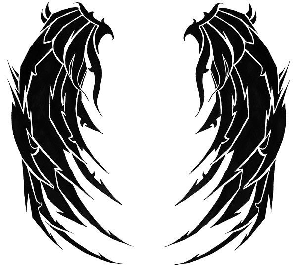 Blackwork Wings Tattoo Design