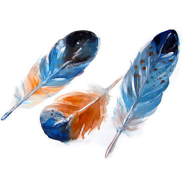 Blue and Orange Feathers Tattoo