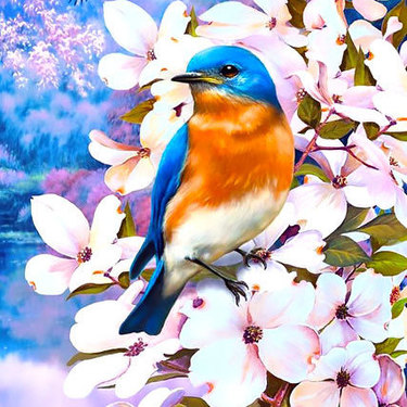 Bluebird In Flowers Tattoo