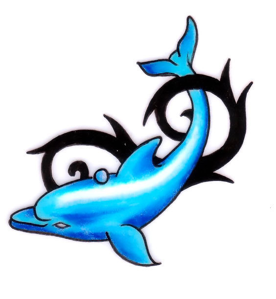 Blue Dolphin Tattoo Design