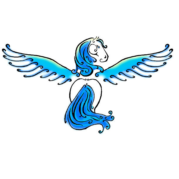 Blue Pegasus Tattoo Design