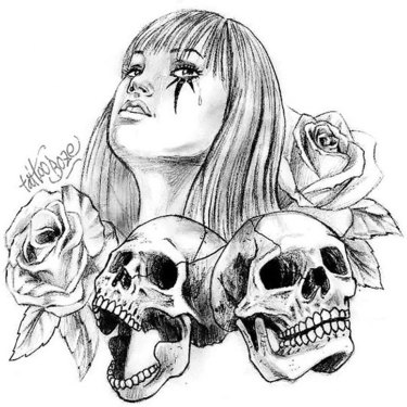 Chicano Lady With Skulls Tattoo