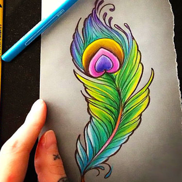 Colorful Peacock Feather Tattoo