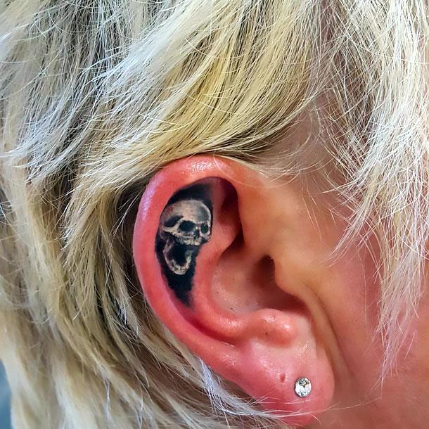 Best Skull Ear Tattoo Idea