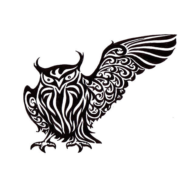 Cool Tribal Owl Tattoo Design