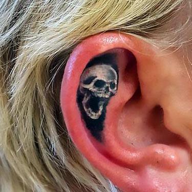 Best Skull Ear Tattoo