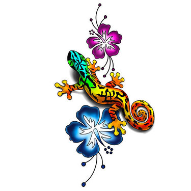 Small Colorful Lizard Tattoo