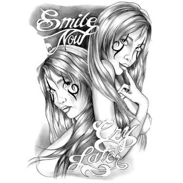 Smile Now Cry Later Tattoo In Chicano Style Tattoo