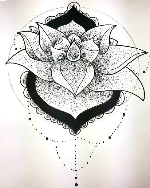 Dotwork Lotus Tattoo Design
