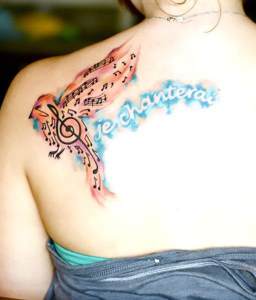 Best Songbird Tattoo on Shoulder Blade Tattoo Idea