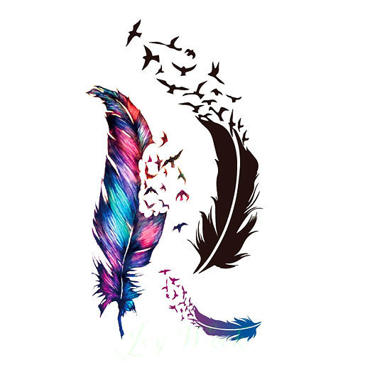 Feather Turning Into Birds Tattoo Design