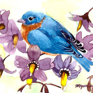 Floral Bluebird Tattoo