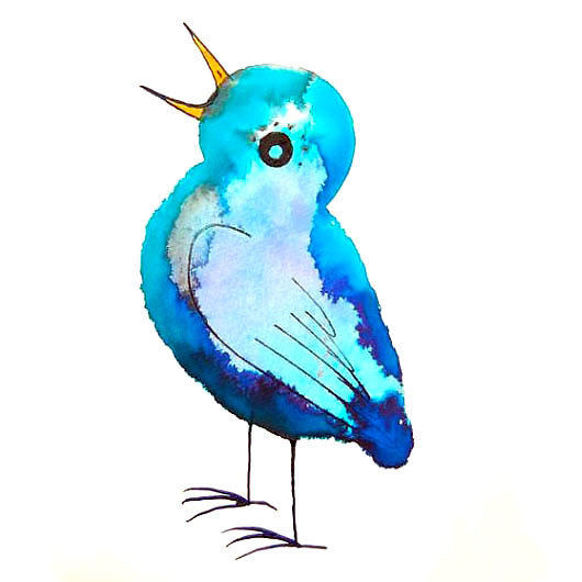 Funny Blue Songbird Tattoo Design