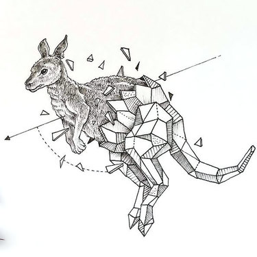 Geometric Kangaroo Tattoo