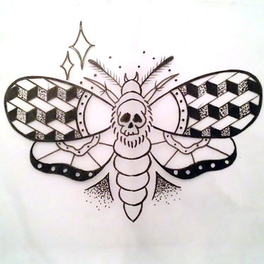 Geometric Moth Tattoo