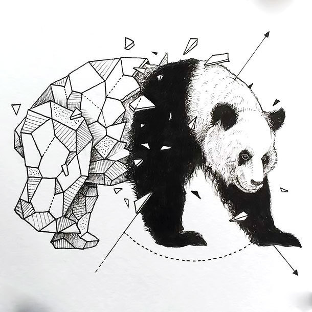 Nice Geometric Panda Tattoo Design