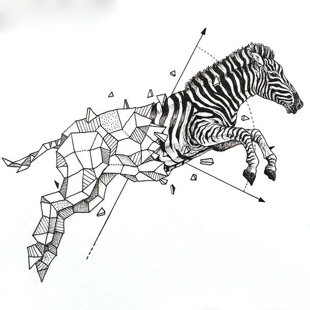 Geometric Zebra Tattoo Design