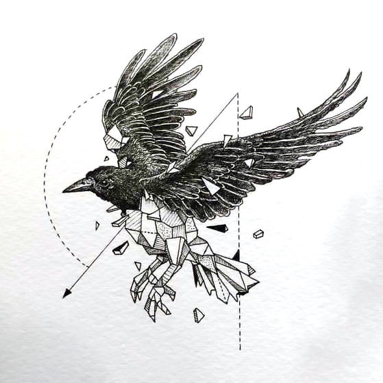 Matthew Crawley on Instagram Geometric crow Such a fun piece I love  meshing styles being unorthodox keep the fun projects coming     tattoo tattooed tattoos