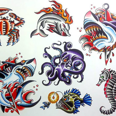 Traditional Ocean Inhabitants Tattoo
